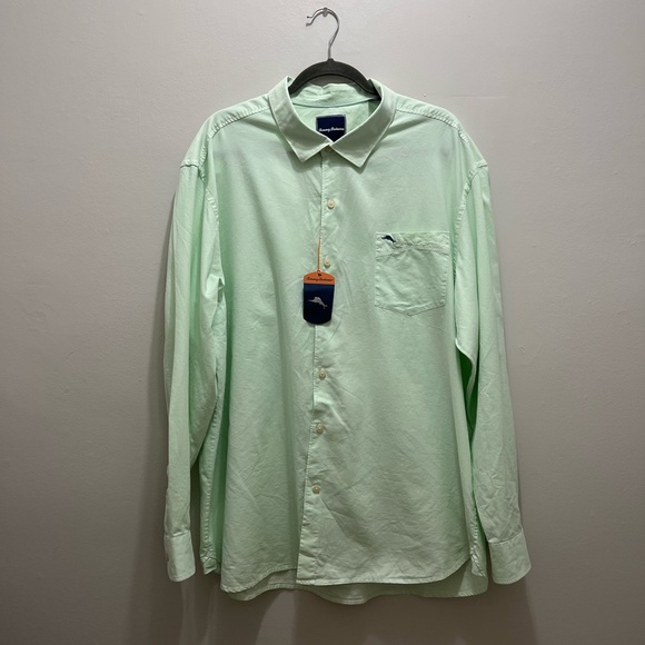 Tommy Bahama Island Twill Long Sleeve Button Down Shirt in Honeydew Green XXL - Picture 1 of 7